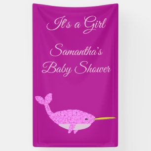 Banderoles Joli bébé rose fille Narwhal Baby shower personnal