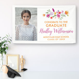 Banderoles Joli Chic Floral Graduate Photo Party