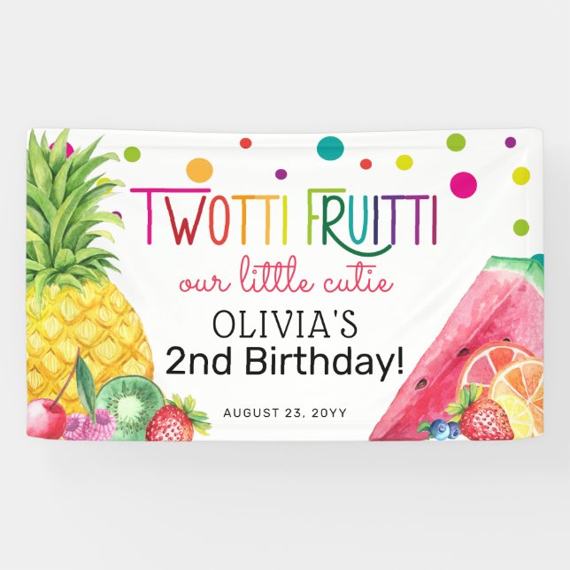 Banderoles Joli été TWO-tti Fruitti Fruit 2ème anniversaire (Horizontal)