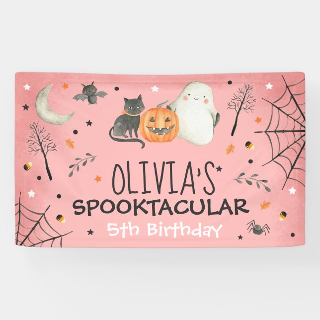 Banderoles Joli Halloween Ghost Spooktacular Anniversaire Déc (Horizontal)