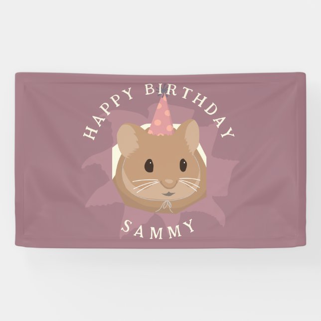 Banderoles Joli hamster d'anniversaire aux tons feutrés (Horizontal)