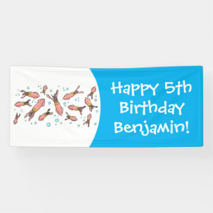 Banderoles Joli motif caricature de calmar rose