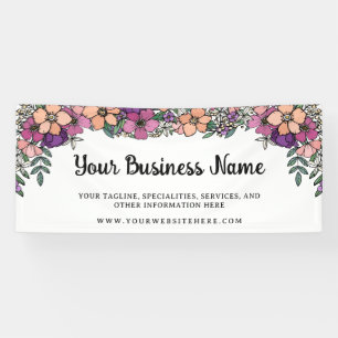 Banderoles Joli nom d'entreprise floral rose violet