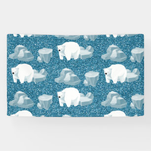 Banderoles Joli Ours Polaire Blanc Animal Sauvage Nord Bleu F