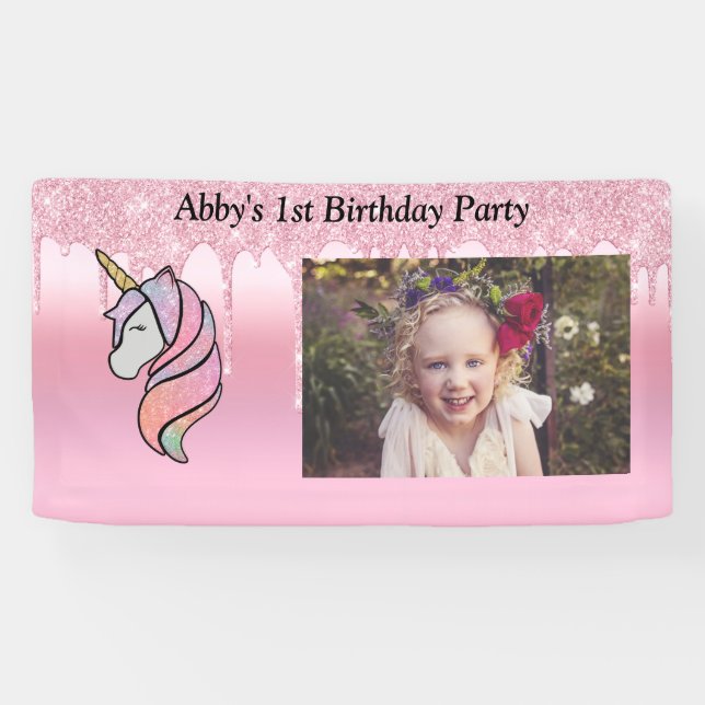 Banderoles Joli paillettes qui coulent rose  (Horizontal)