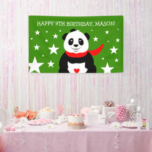 Banderoles Joli Panda d'anniversaire avec Casquette Bowler & 