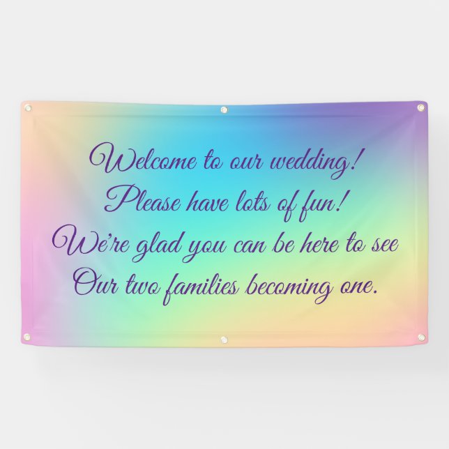 Banderoles Joli Pastel Rainbow Mariage dégradé (Horizontal)