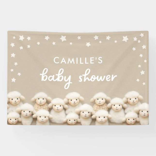 Banderoles Joli petit Baby shower d'agneau (Horizontal)
