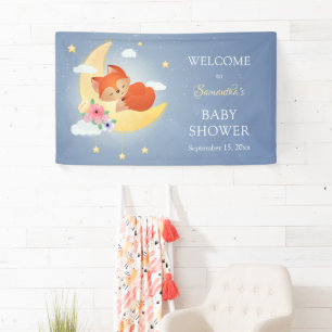 Banderoles Joli petit renard sur le baby shower de la lune
