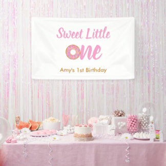 Banderoles Joli Petit Un 1er Anniversaire Donut Rose