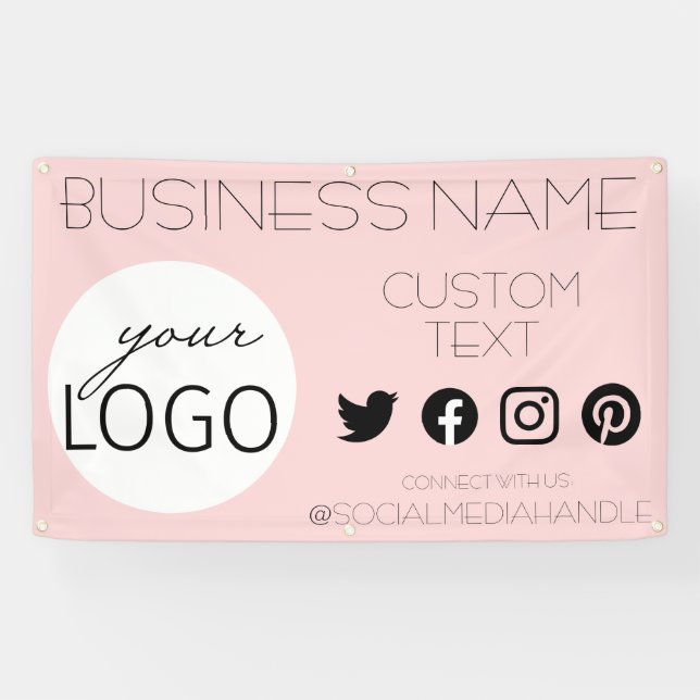 Banderoles Joli rose Social Media Business Logo Promotionnel (Horizontal)
