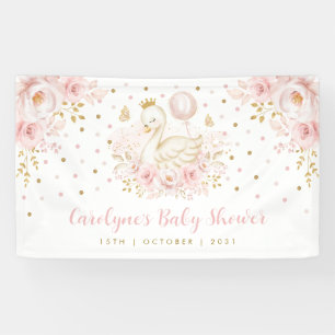 Banderoles Joli Swan Princess Baby shower en or rose