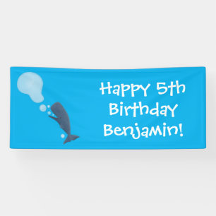 Banderoles Jolie baleine à sperme soufflant bulles dessin