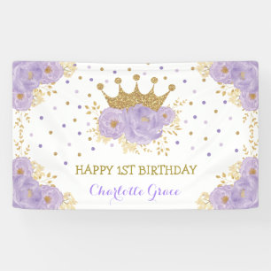 Banderoles Jolie Couronne Florale d'or violet princesse Anniv