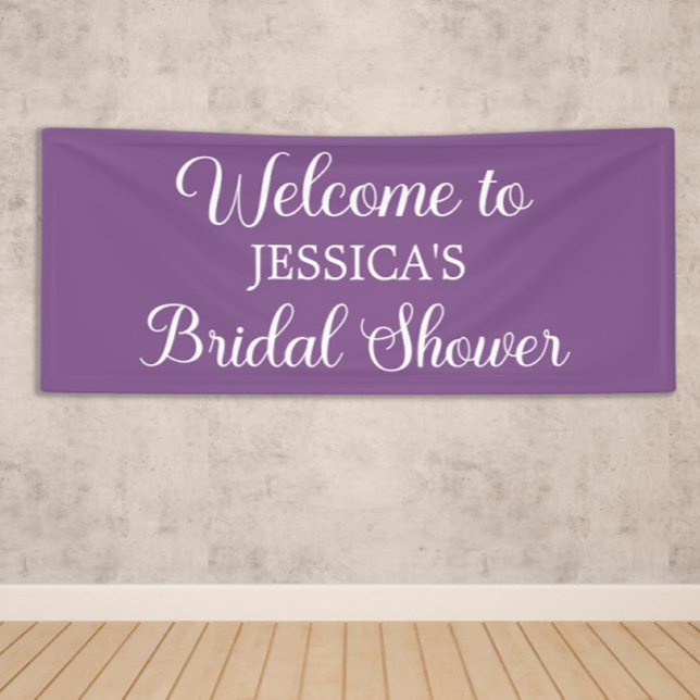 Banderoles Jolie Écriture Rose Fête de Mariage (Custom purple bridal shower welcome sign.)