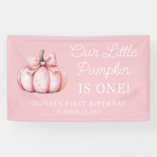 Banderoles Jolie Fille Citrouille Rose Bébé 1er Anniversaire