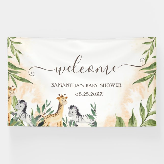 Banderoles Jolie girafe, zèbre quitte la baby shower (Horizontal)