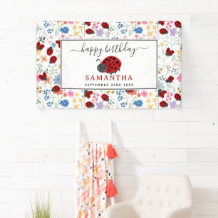 Banderoles Jolies coccinelles fleurs sauvages florale anniver