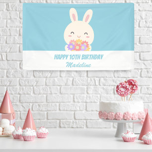 Banderoles Jote Girly Cartoon Rabbit & Flowers Anniversaire d