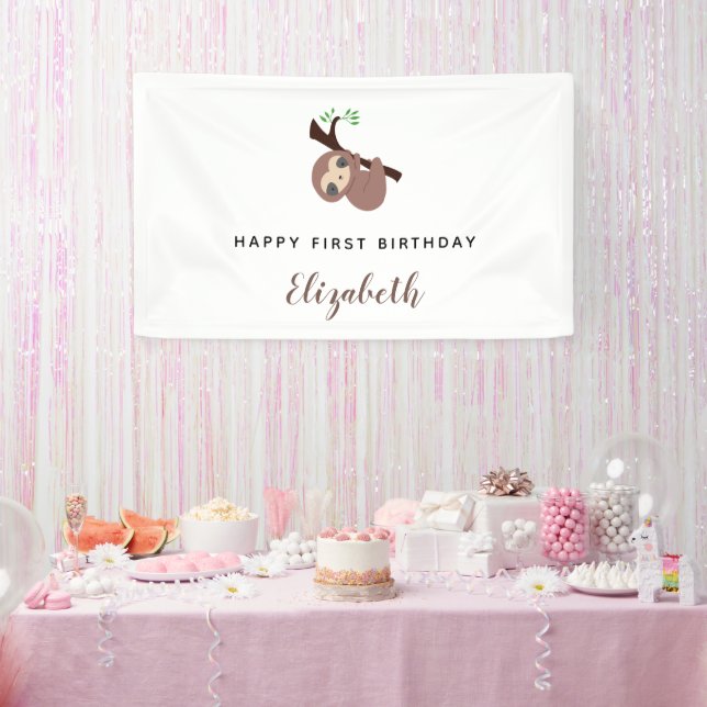 Banderoles Jote Sloth premier anniversaire animal adorable Mi (Fête)