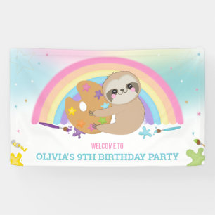 Banderoles Jote Sloth Rainbow Paint Art Anniversaire