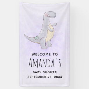 Banderoles Jouet Dinosaure gris mou Baby shower d'aquarelle