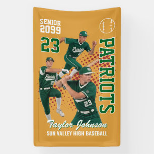 Banderoles Joueur de baseball senior Photo personnalisée Vert