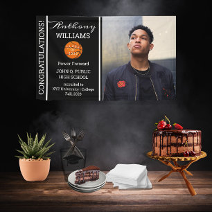 Banderoles Joueur de basket-ball photo noir   Diplôme blanc