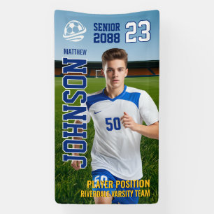 Banderoles Joueur de football senior Photo de sport de footba