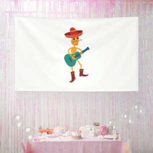Banderoles Joueur de guitare squelette festif