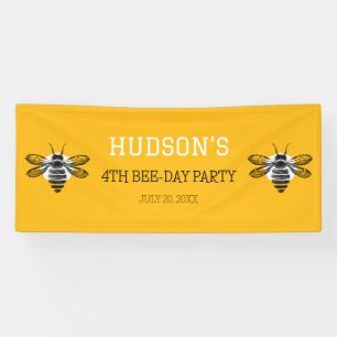 Banderoles Jour d'abeilles Jaune moderne 4e fête d'anniversai