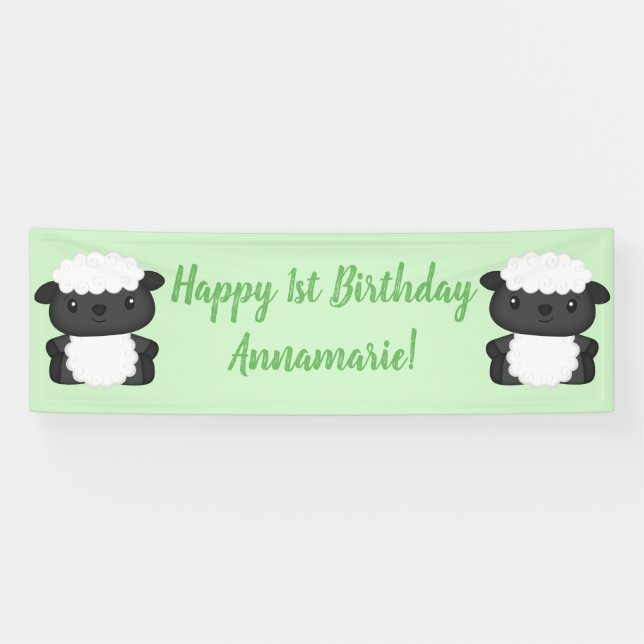 Banderoles Jour d'anniversaire du mouton Vert (Horizontal)