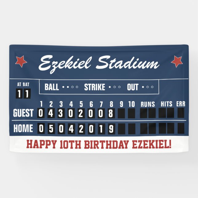 Banderoles Jour d'anniversaire du plateau de baseball vintage (Horizontal)