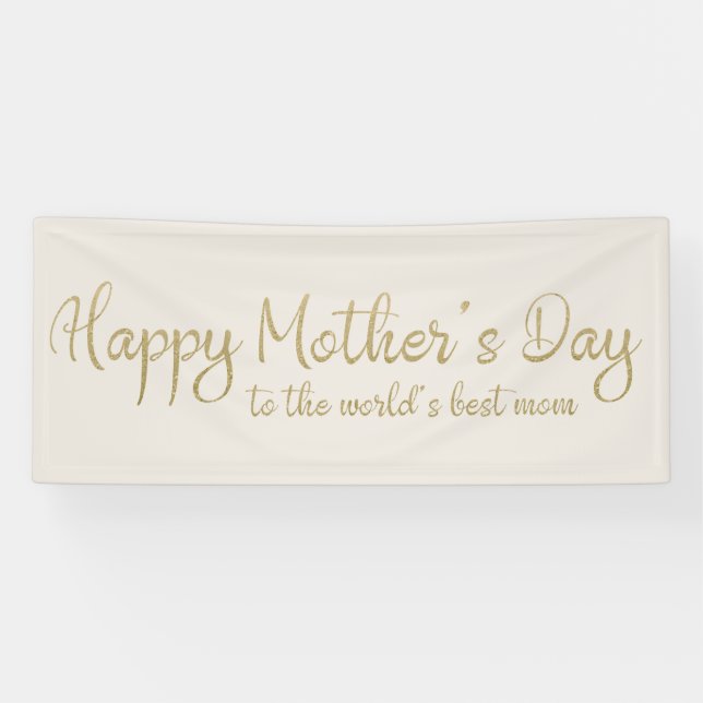 Banderoles Joyeuse Fête des Mères Cream Gold Script (Horizontal)
