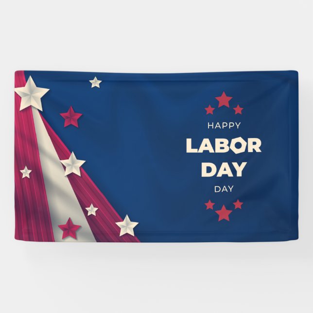 Banderoles Joyeuse Fête du Travail Usa Drapeau Rouge Blanc Bl (Horizontal)