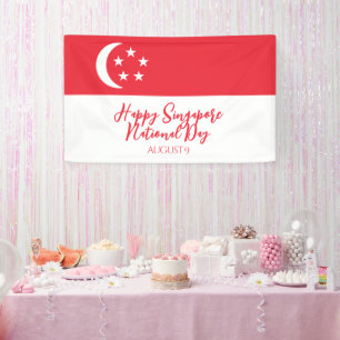 Banderoles Joyeuse fête nationale de Singapour Drapeau de Sin