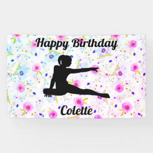 Banderoles Joyeuse Gymnastique d'anniversaire Custom Floral B