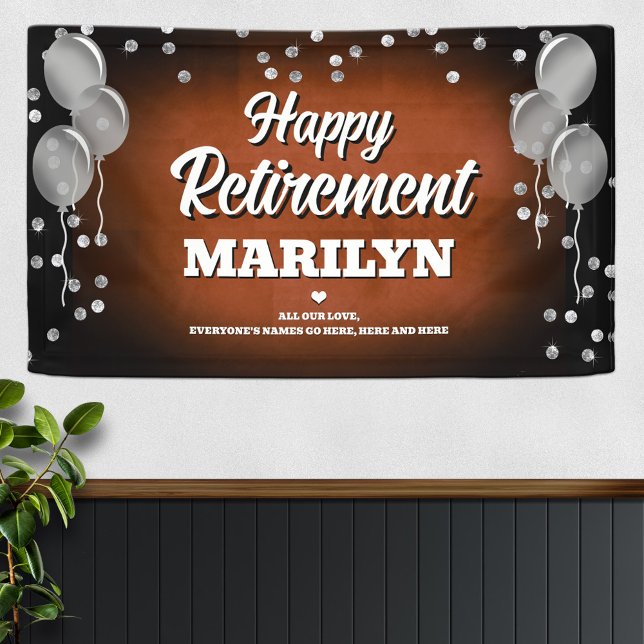 Banderoles Joyeuse retraite marron et argent  (Créateur téléchargé)