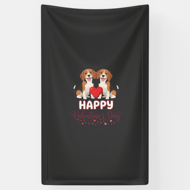 Banderoles Joyeuse Saint-Valentin Couple de Beagles (Vertical)