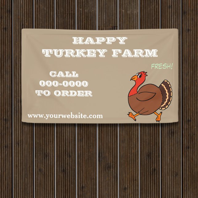 Banderoles Joyeuse Turquie Ferme Oiseaux À Vendre Entreprise  (Add your business details to this cute Turkey Farm Banner)