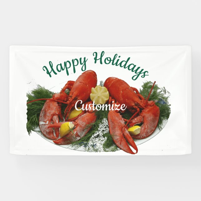 Banderoles Joyeuses fêtes Dîner de homard Thunder_Cove (Horizontal)