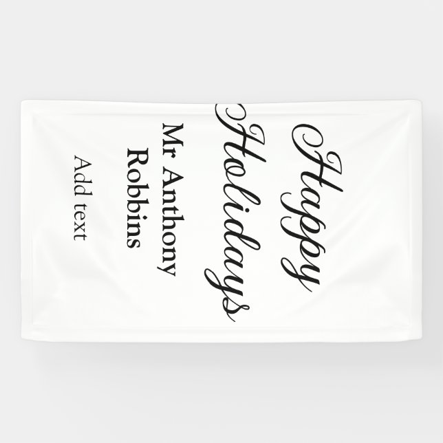 Banderoles Joyeuses vacances ajouter nom date année simple mi (Horizontal)
