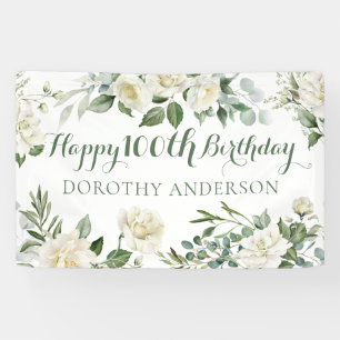 Banderoles Joyeux 100e Anniversaire Floral