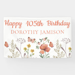 Banderoles Joyeux 105e Anniversaire Fleurs Sauvages Personnal