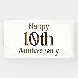 Banderoles Joyeux 10e anniversaire 1.6x3 Vinyl Banner