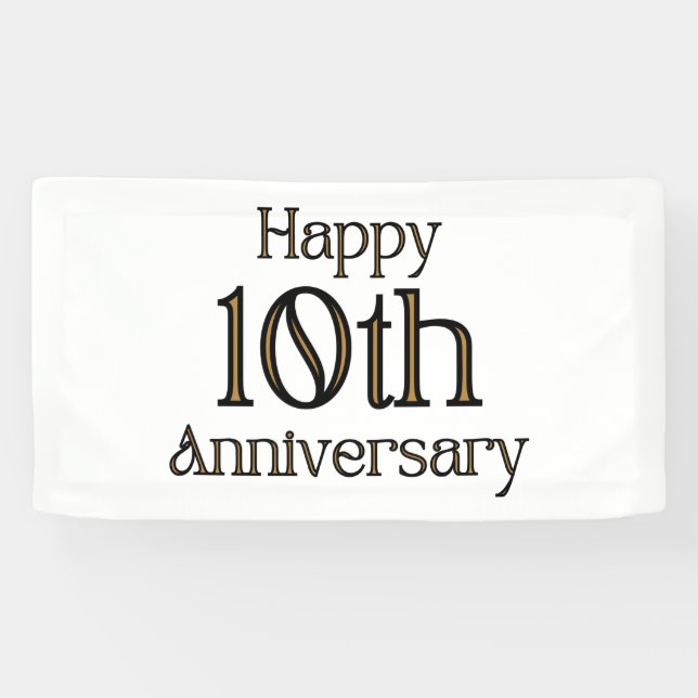 Banderoles Joyeux 10e anniversaire 1.6x3 Vinyl Banner (Horizontal)