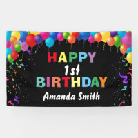 Joyeux 1er Anniversaire Ballons Colorés Confettis