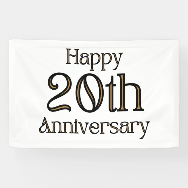 Banderoles Joyeux 20e anniversaire 2.5x4 Vinyl Banner (Horizontal)