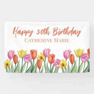 Banderoles Joyeux 30e Anniversaire Floral