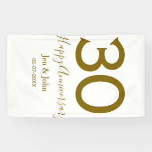 Banderoles Joyeux 30e anniversaire nom date golden bold lette